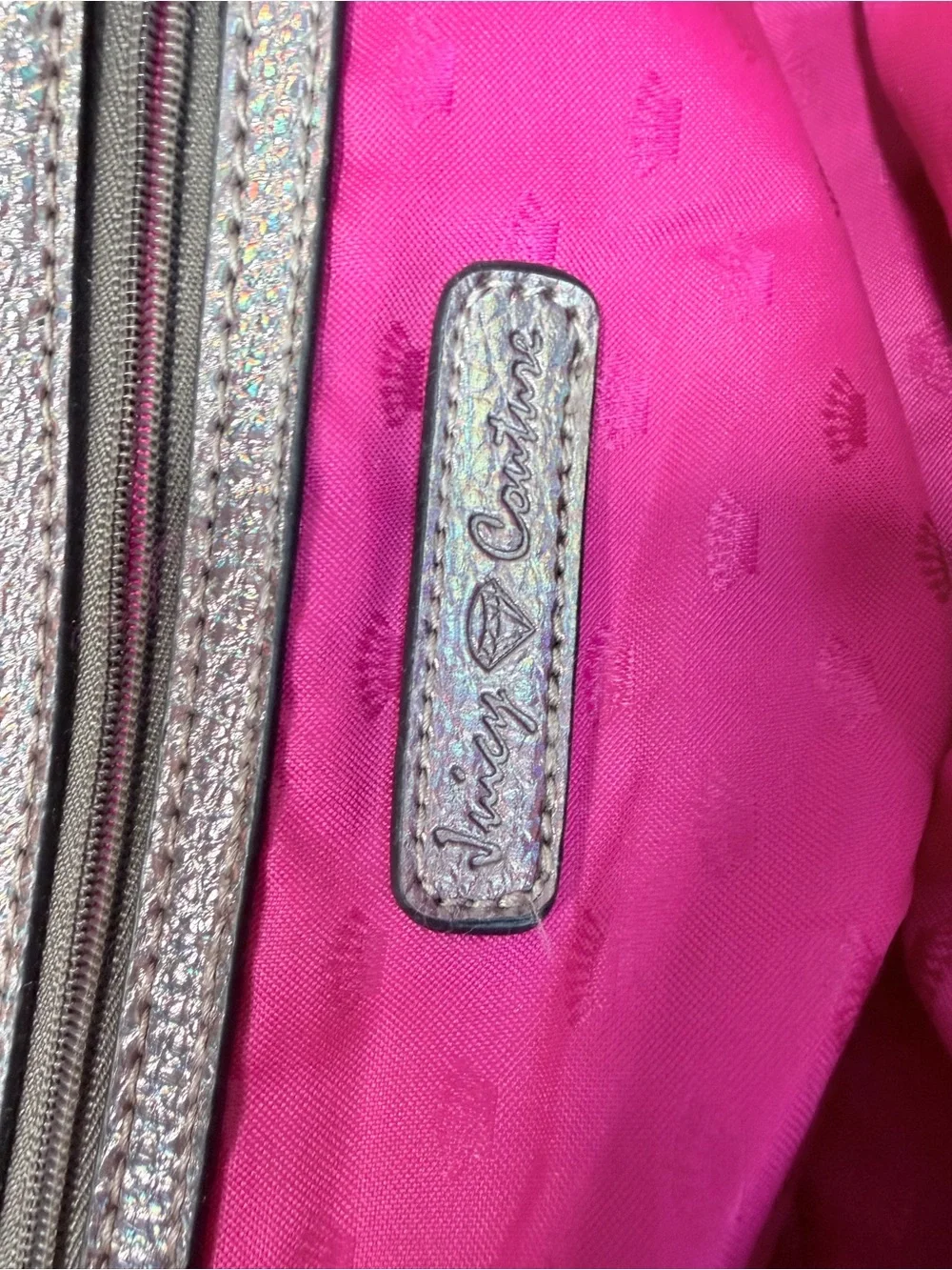 Juicy Couture Holographic Silver Heart Lock Satchel Crossbody Y2K